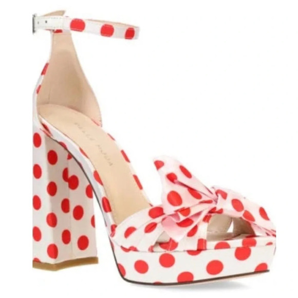Pelle Moda Gema Ankle Strap Platform Sandal in White/Red Sz 7 - Picture 1 of 11